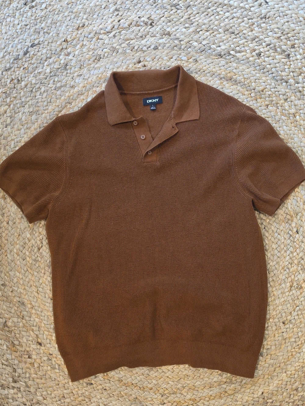 DKNY Men's Rustic Brown Short-Sleeve Knit Polo